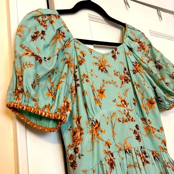 Ivy City Co Della Dress Blue/Orange Floral - Picture 2 of 6